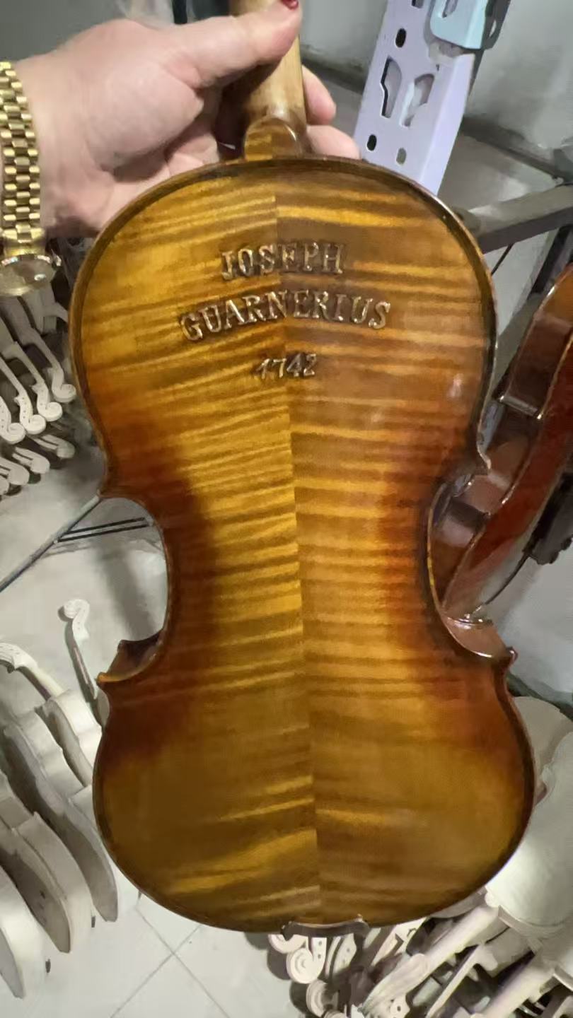 Musical Instruments Online - 楽器 4/4 カービング 1742 バイオリン ヨーロッパ産フレイムメイプルバック
