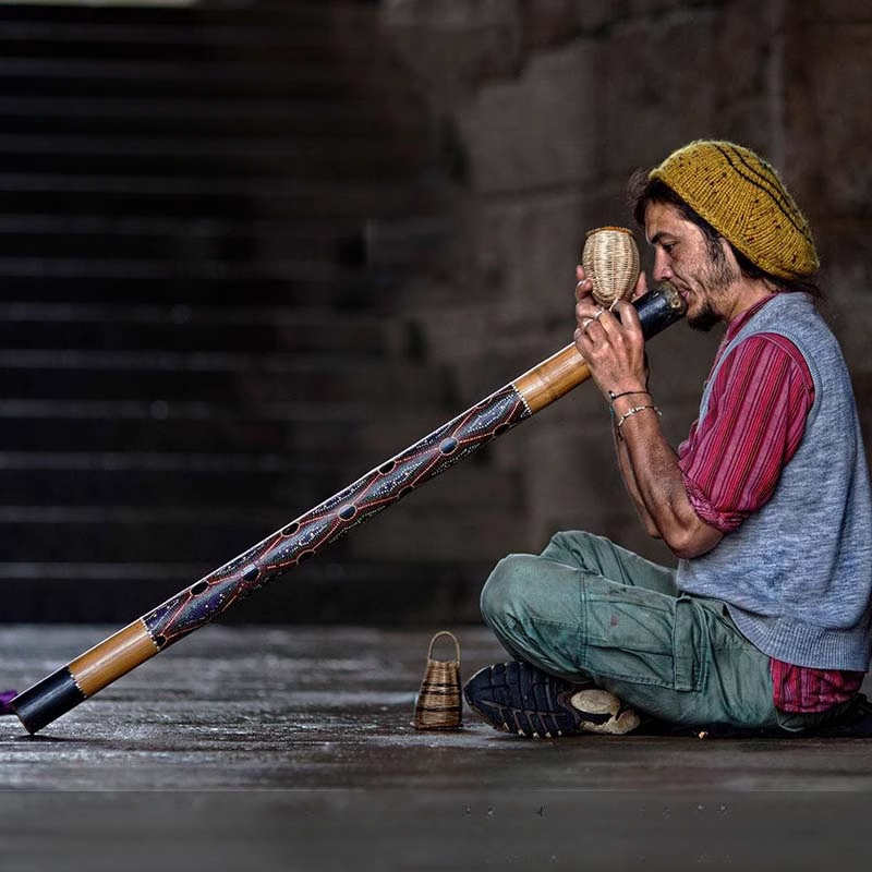 Didgeridoo Bamboo - ディジュリドゥ音響療法チーク竹テールディジュリドゥ手作りヒーリング亀裂防止プロの楽器