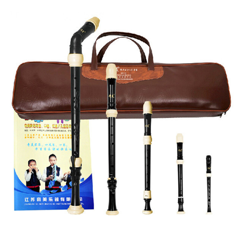 Recorder Baroque Style - フルセットABS樹脂製リコーダーフルートクラリネット、革製バッグ付き、バロックソプラニーノ、ソプラノ、アルト、テナー、バス、イングリッシュスタイル
