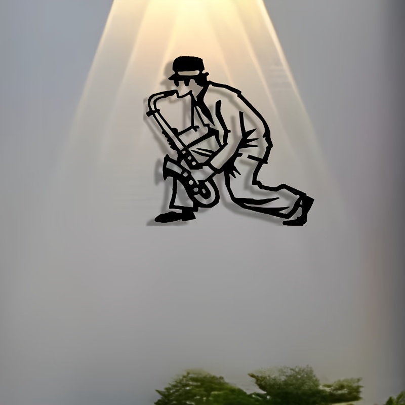 ブランドサックス金属製ウォールアート防錆鉄像壁画装飾オフィス - Musical Instrument Image のレビューと価格