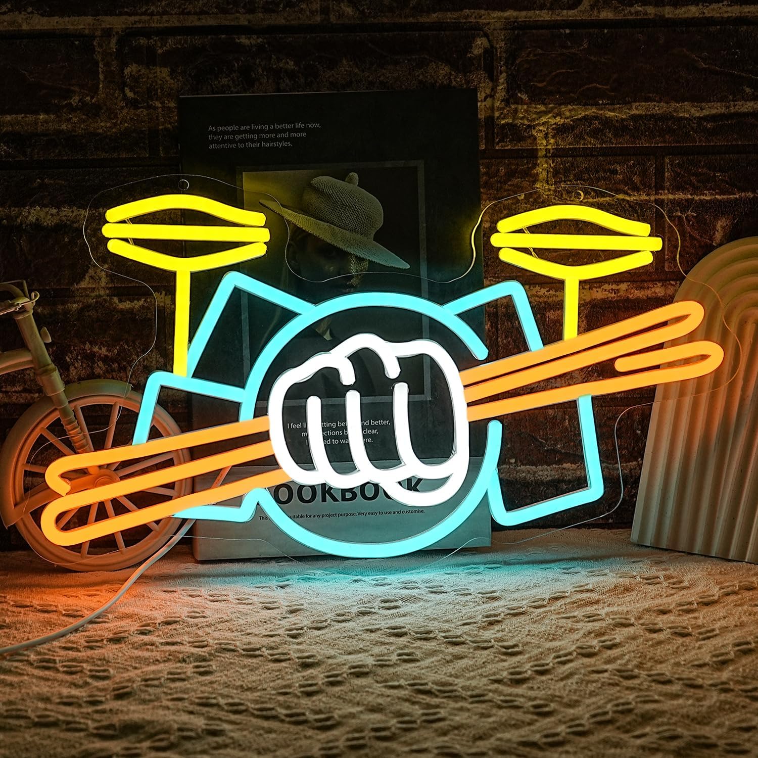 ドラムセットネオンサインUSB電源式楽器LEDネオンライト、 - Musical Instrument Sounds のレビューと価格
