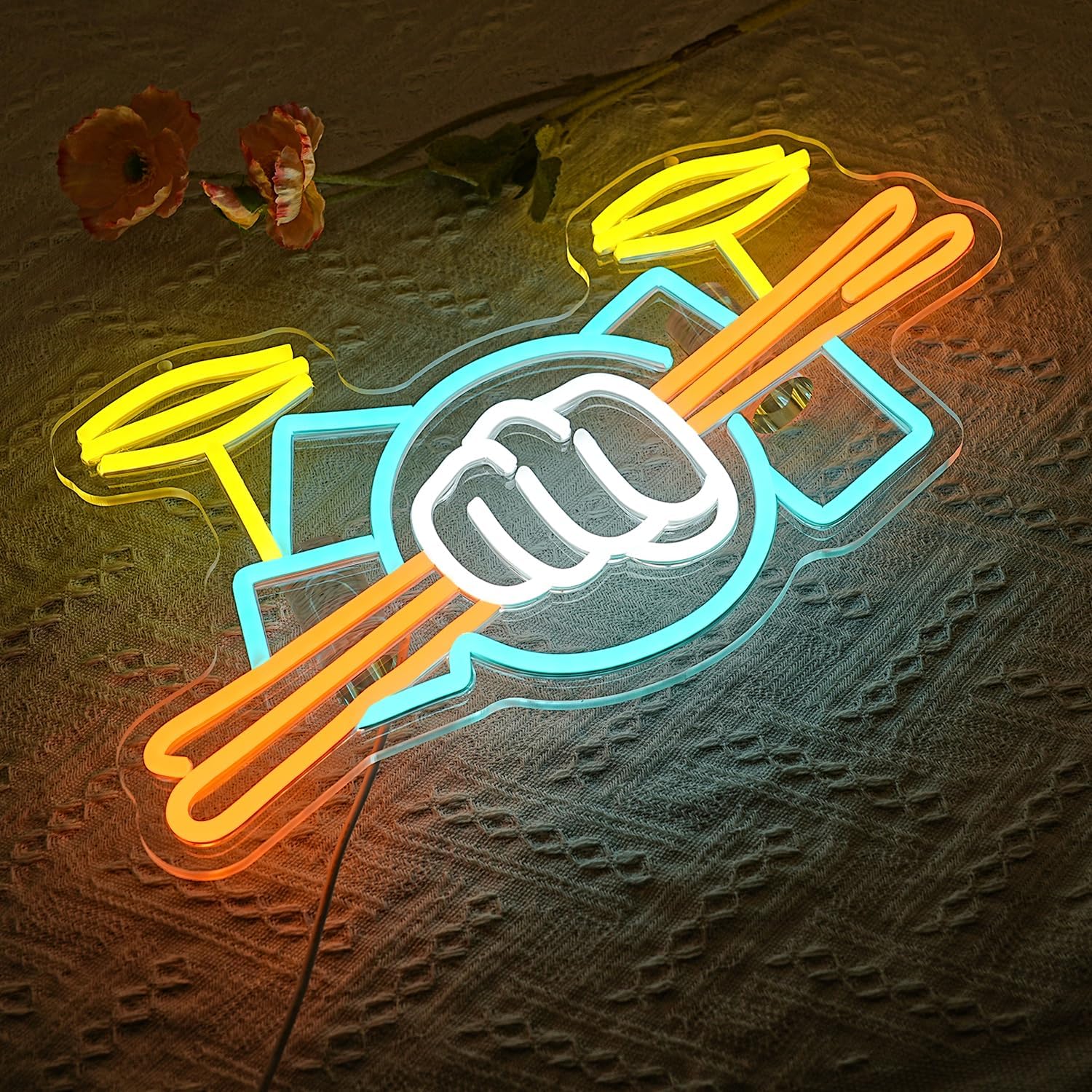 ドラムセットネオンサインUSB電源式楽器LEDネオンライト、 - Musical Instrument Sounds のレビューと価格