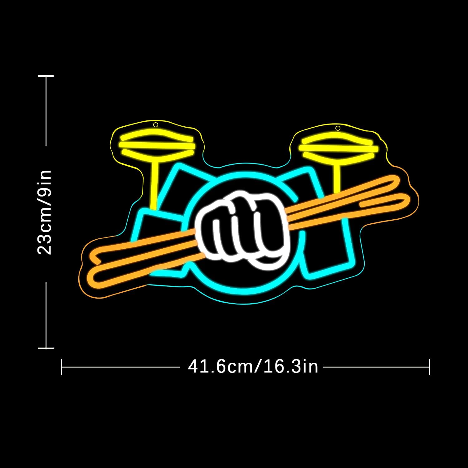 ドラムセットネオンサインUSB電源式楽器LEDネオンライト、 - Musical Instrument Sounds のレビューと価格