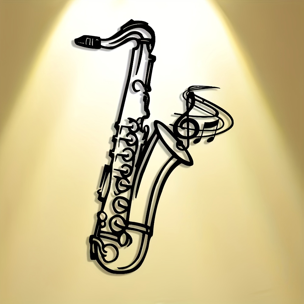 メタルウォールアートサックス装飾飾り板、リビングルーム用ブラ - Musical Instrument Image のレビューと価格