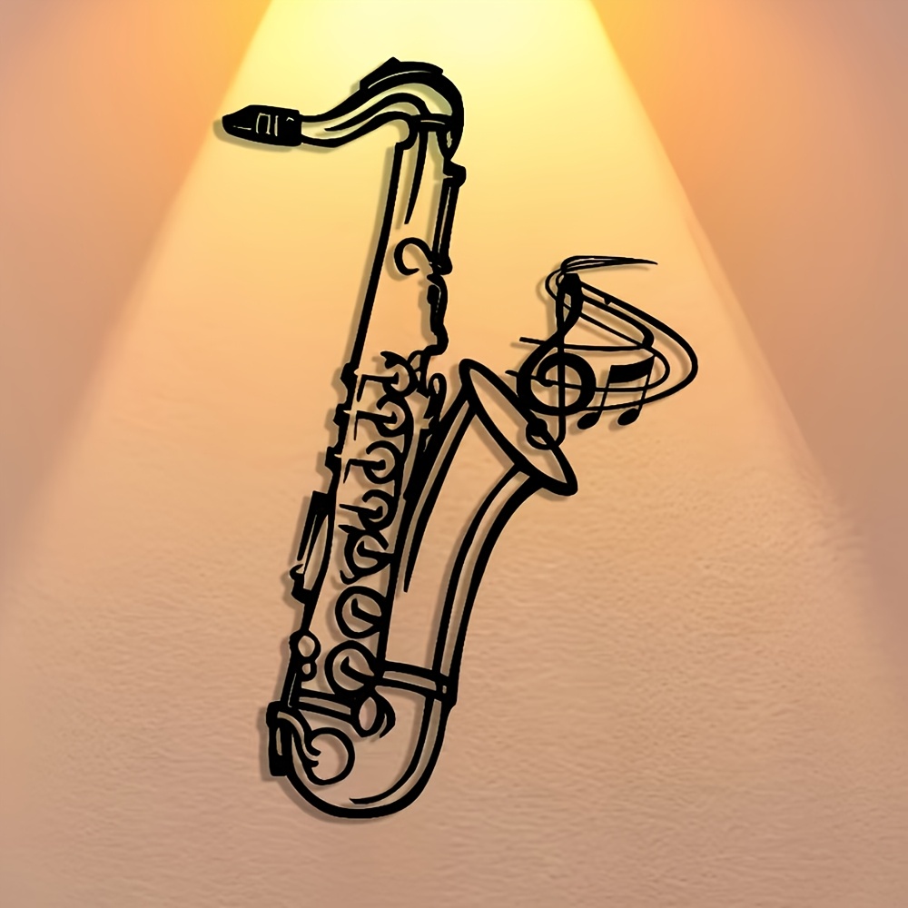 メタルウォールアートサックス装飾飾り板、リビングルーム用ブラ - Musical Instrument Image のレビューと価格