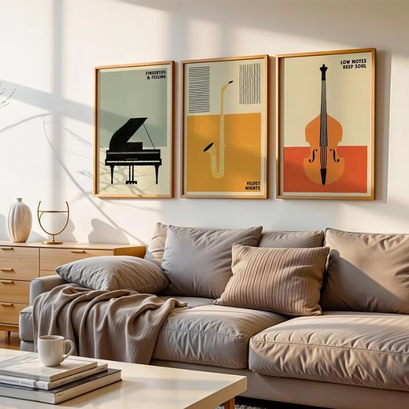 レトロな中世風ポップミュージック楽器ポスター |   90年 - Musical Instrument Image のレビューと価格