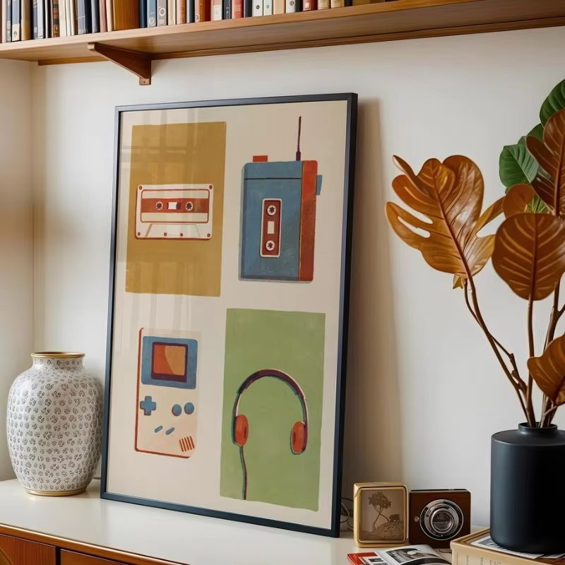 レトロな中世風ポップミュージック楽器ポスター |   90年 - Musical Instrument Image のレビューと価格