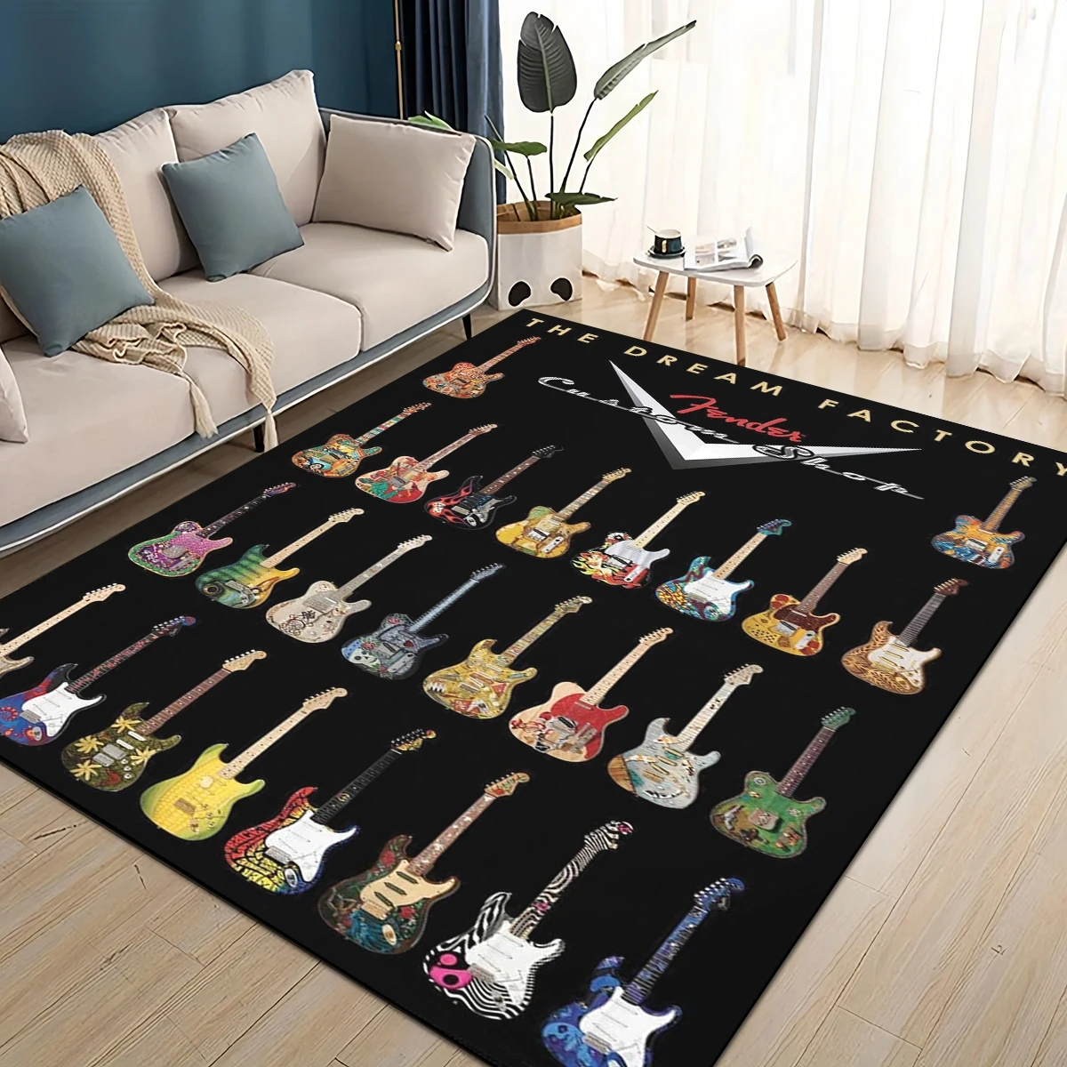 3D レトロフェンダーロゴギター楽器音楽カーペットラグリビン - Musical Instruments Online のレビューと価格