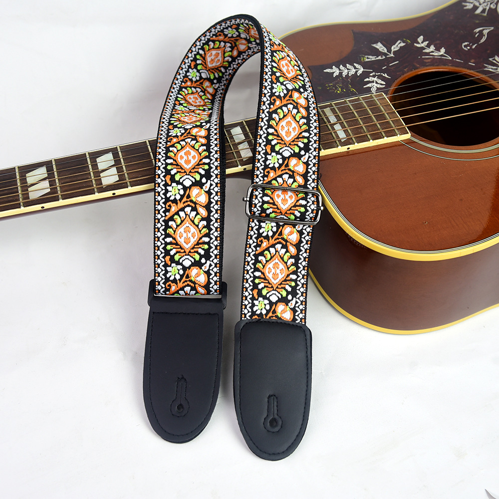 調節可能なギターストラップ刺繍プリントエスニックスタイルギタ - Musical Instrument Organ のレビューと価格